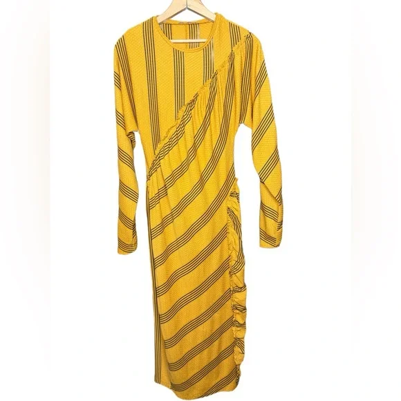 Zara Dresses Zara Wb Collection Womens Yellow Long Sleeve Maxi